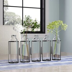 Wayfair 5-Piece Glass & Metal Table Vase